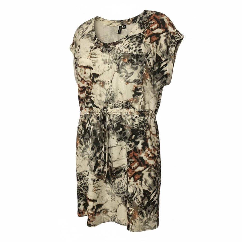 Relativity Women Pullover Dress XL NWT Abstract Animal Print Y2K Midi Black